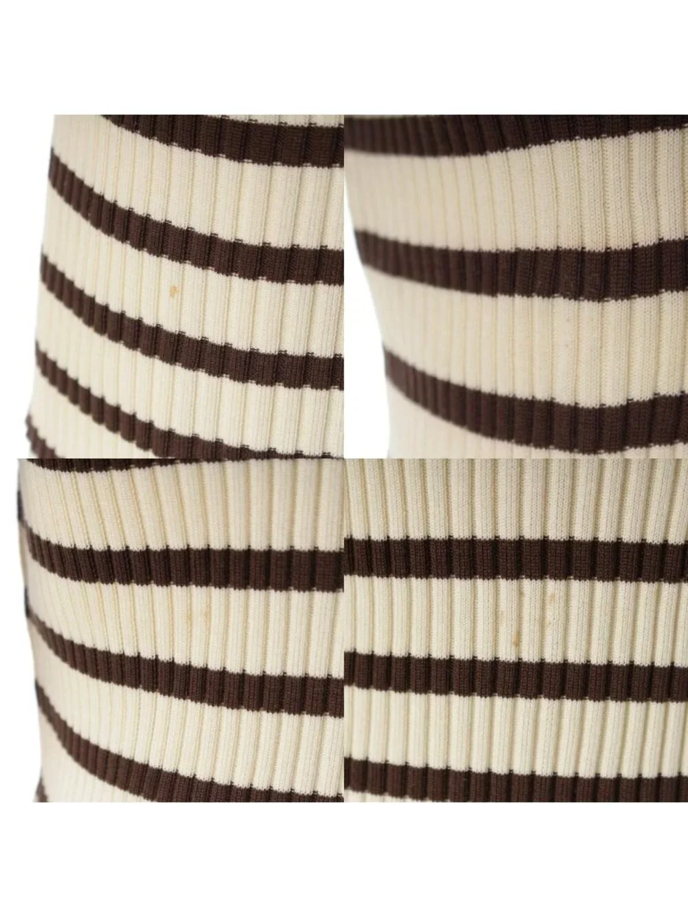 Chanel Cotton Border Knit Top Brown 44 Sweater